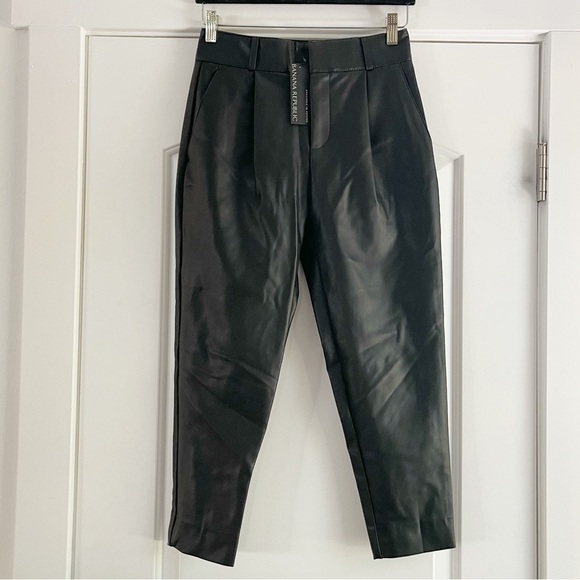 Banana Republic Petite High Rise Tapered Vegan Leather Pant - 0P - Picture 4 of 8